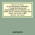 An das Stiftsfraulein Wilhelmine von Zenge Hochwurden und Hochwohlgeb. zu Frankfurt an der Oder. Berlin, den 16. (und 18.) November (und Zusatz vom 30. Dez.) 1800